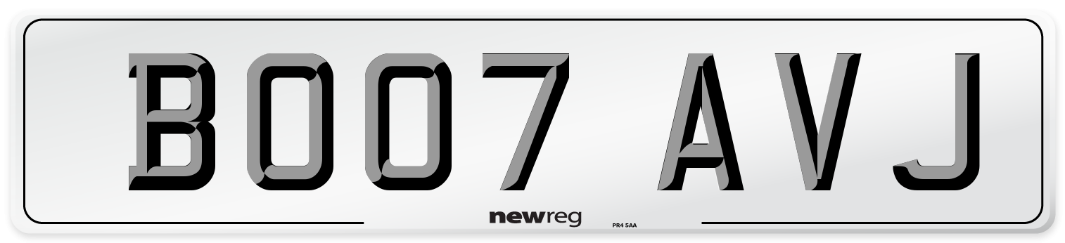 BO07 AVJ Number Plate from New Reg
